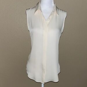 Theory Sleeveless Cream Button-Down Blouse